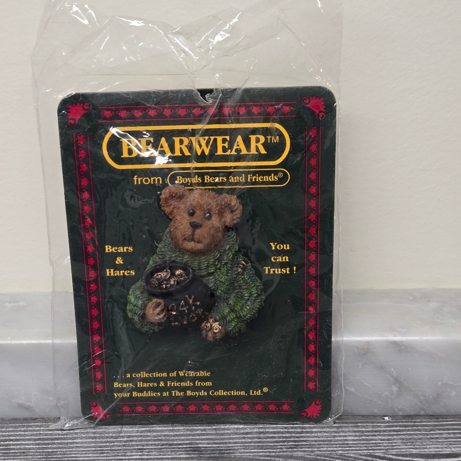 Vintage Brooch Pin Boyds Bears Bearwear Collection Liam 24k Irish Luck Bear 2 H 16$